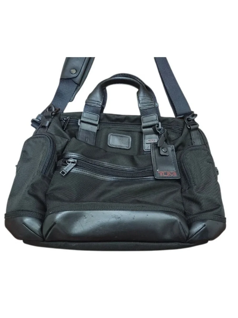 TUMI Black Ballistic Nylon Business Briefcase Laptop Bag Shoulder Strap